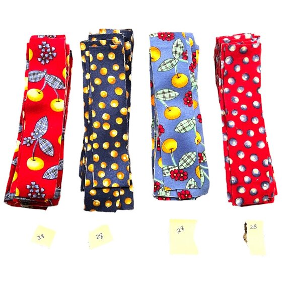 Lot of 289 Flannel Quilt Strips 1.5” x 6.5” Cherries Polka Dots Floral - Picture 7 of 10